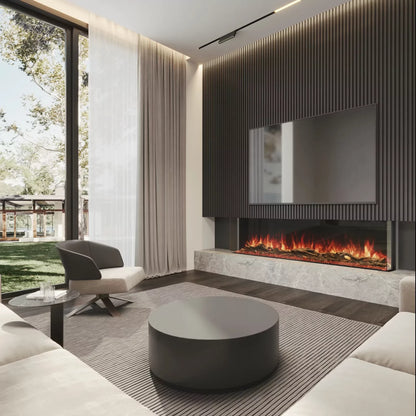 EcoSmart Fire Switch electric fireplace bay living room installation inspiration
