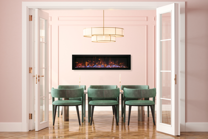 Remii DEEP series electric fireplace dining room installation inspiration