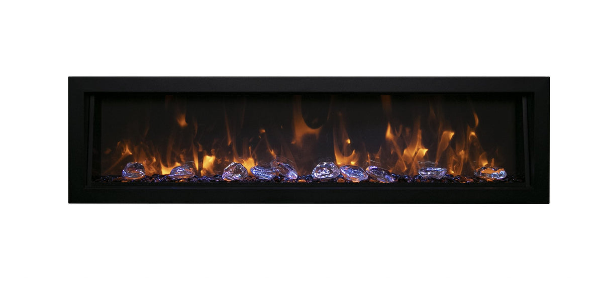 Remii DEEP series electric fireplace with optional sable media and yellow flames