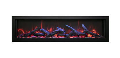 Remii DEEP series electric fireplace with optional oak media and orange flames
