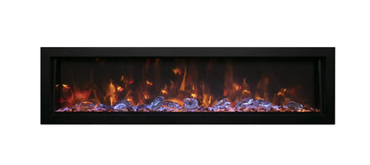 Remii DEEP series electric fireplace brown media close-up