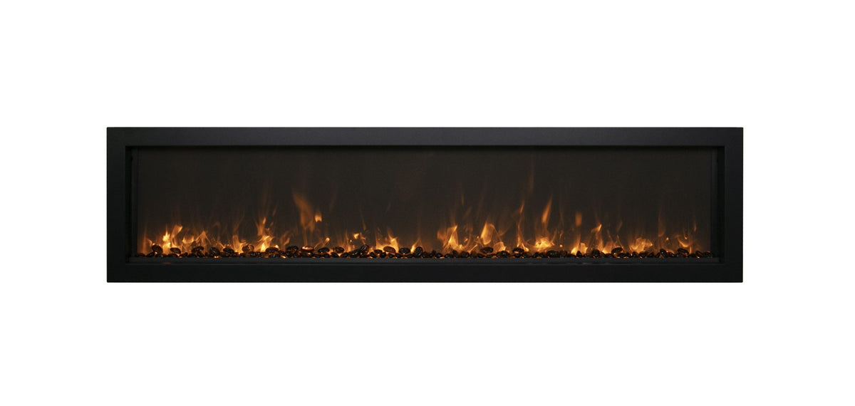 Remii Extra Slim series electric fireplace with optional sable media and yellow flames